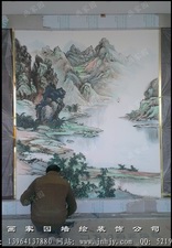山东画家园绘制酒店手绘墙现场